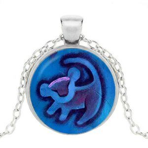 Silver Lion Cabochon Pendant Necklace